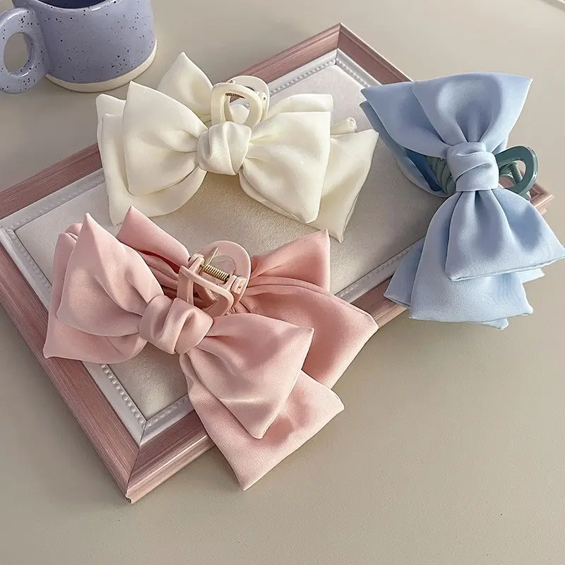 Double-Sided Bow Clip for Girls Pink White Blue - Image 5