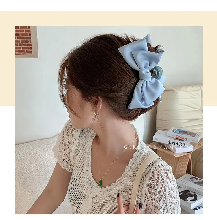 Double-Sided Bow Clip for Girls Pink White Blue — feature 1
