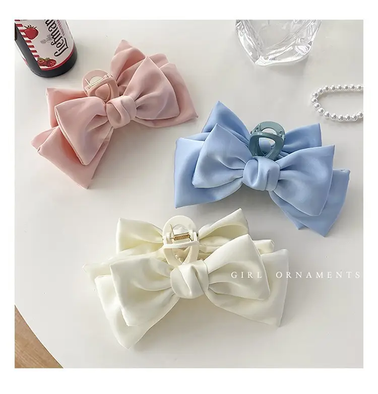 Double-Sided Bow Clip for Girls Pink White Blue — feature 4
