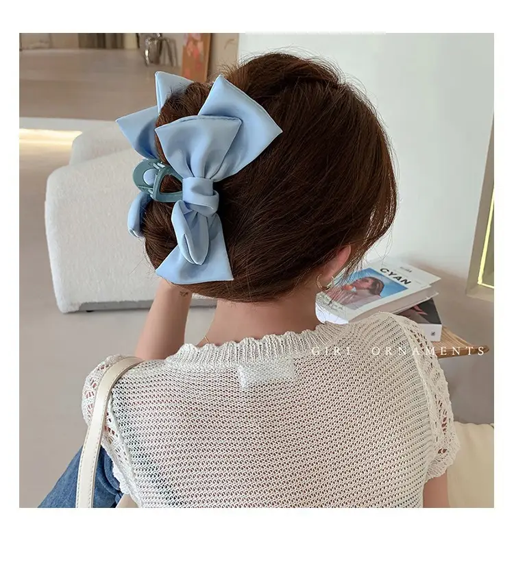 Double-Sided Bow Clip for Girls Pink White Blue — feature 6