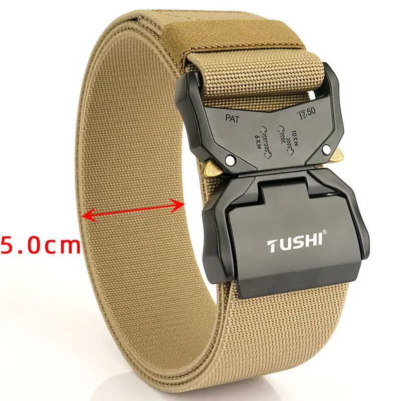 TUSHI 5.0cm Aluminum Tactical Belt for Men
