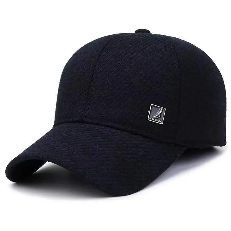 Men's Fleece Lined Black Baseball Cap Winter Warm - Image 3