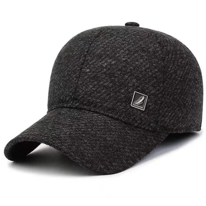 Men's Fleece Lined Black Baseball Cap Winter Warm - Image 2