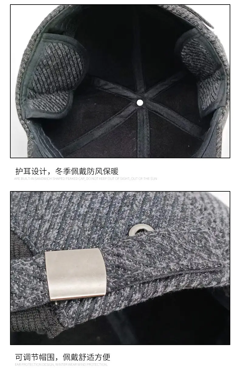 Men's Fleece Lined Black Baseball Cap Winter Warm — feature 9