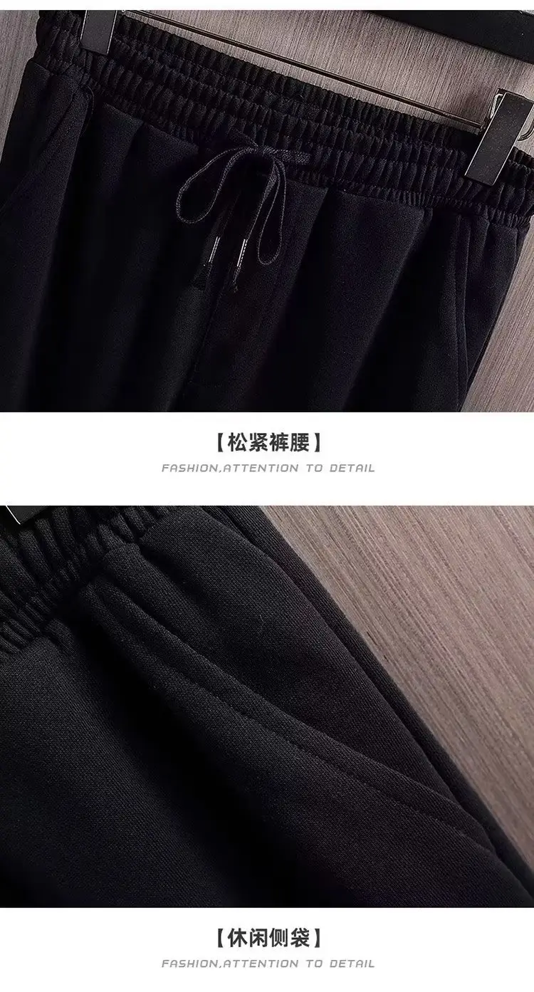 Men Black Mountain Print Sweatshirt Set Spring Autumn Loose Fit — feature 1