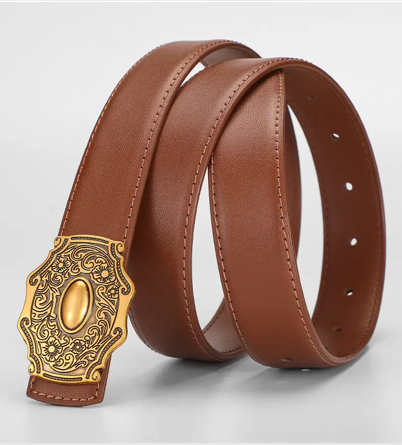 Gold Wing Belt for Women 100cm Genuine Cowhide — feature 13