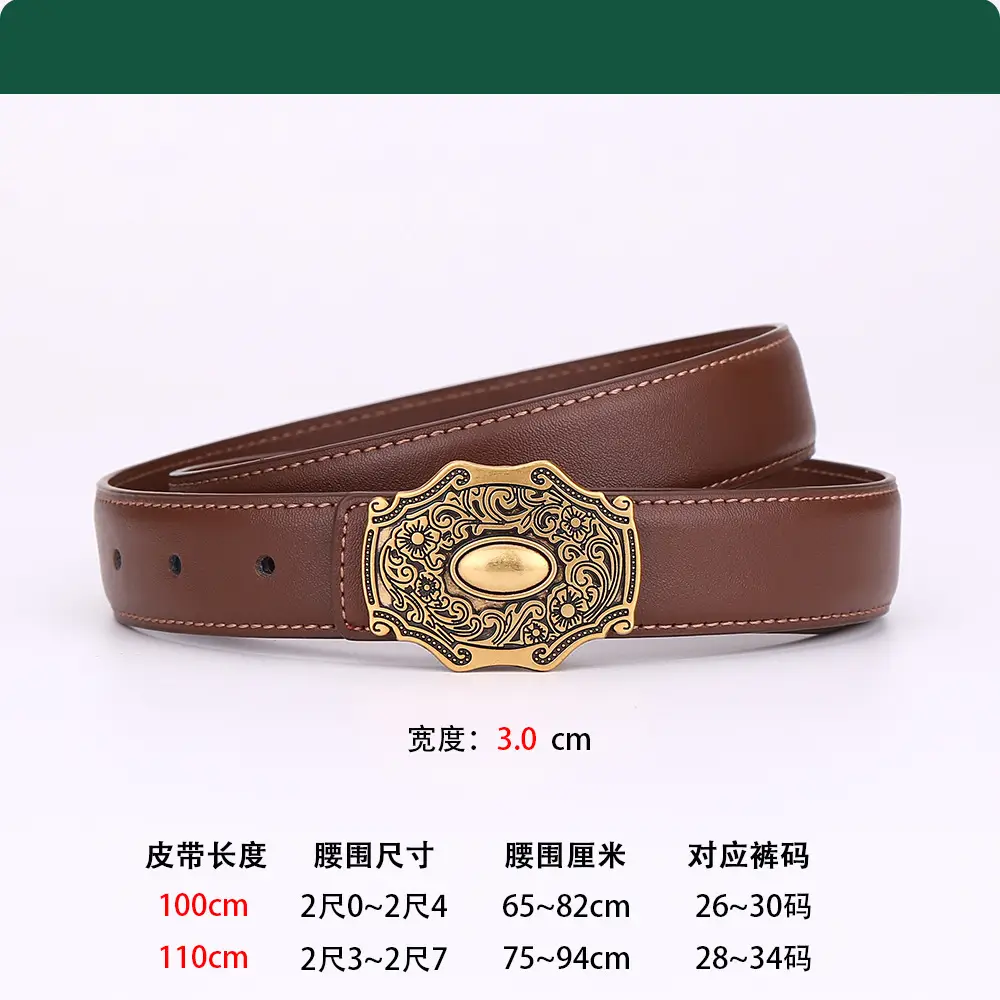 Gold Wing Belt for Women 100cm Genuine Cowhide - Image 2
