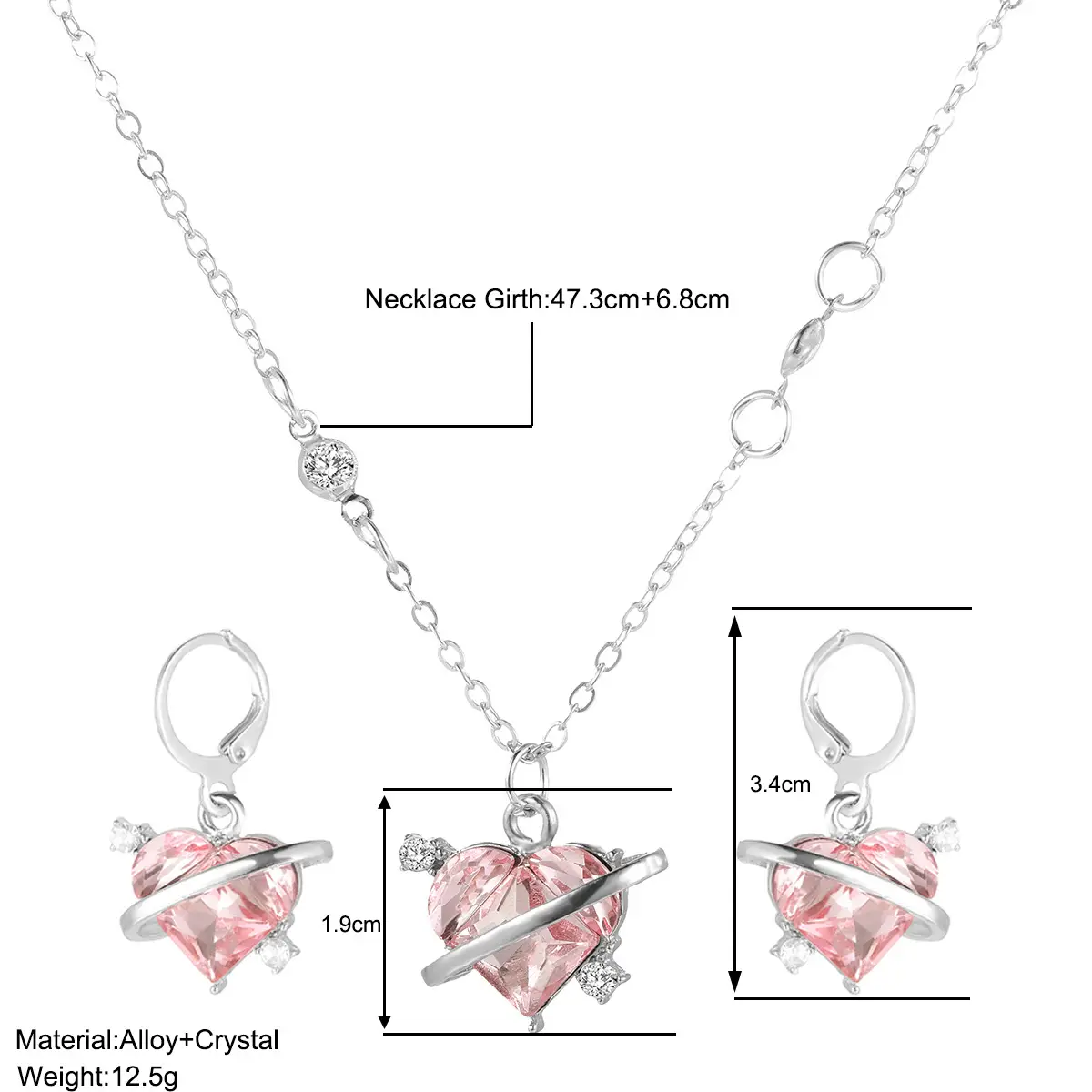 Purple Zircon Earrings & Necklace Set for Women - Image 7