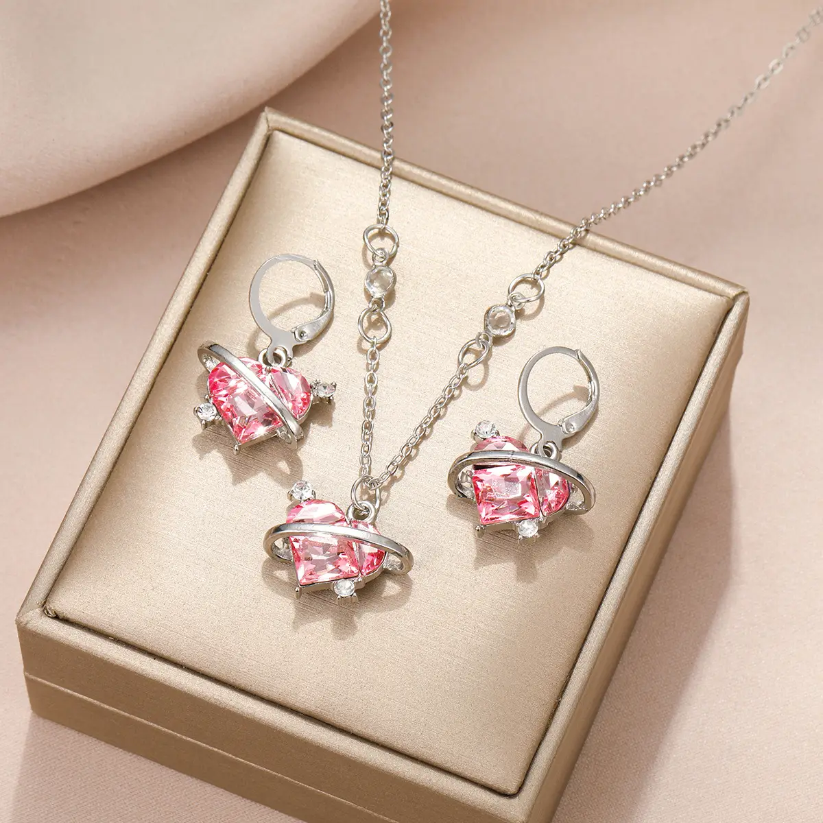Purple Zircon Earrings & Necklace Set for Women — feature 3