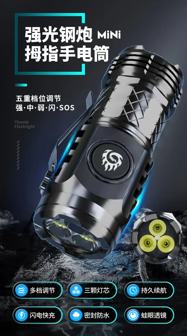 Three-Eye Monster Flashlight with Red Lipstick Design β feature 1