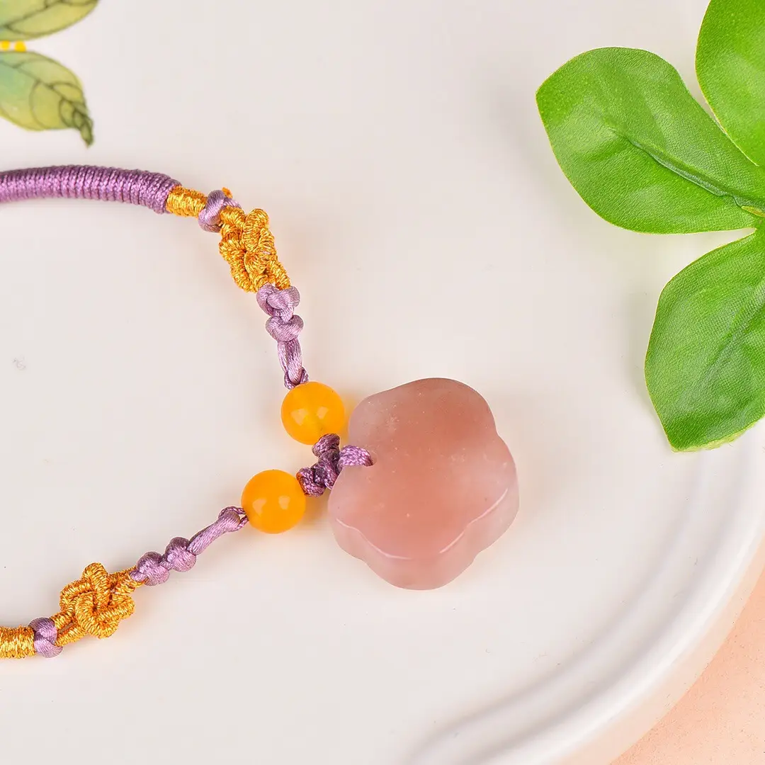 Purple Jade Ruyi Lock Bracelet with Yellow Stones — feature 8