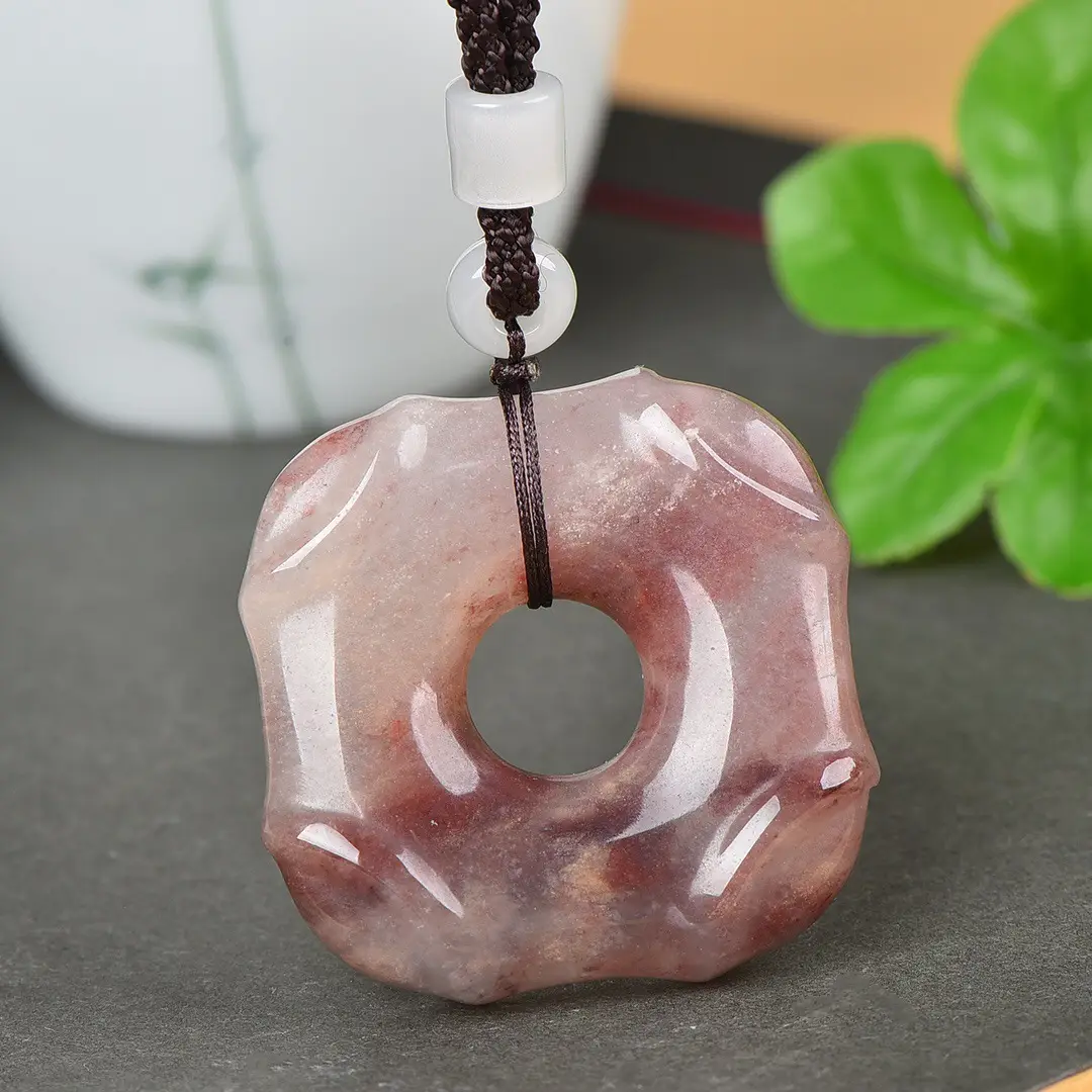 Gold Silk Jade "Fang Ping An Button" Necklace - Image 3