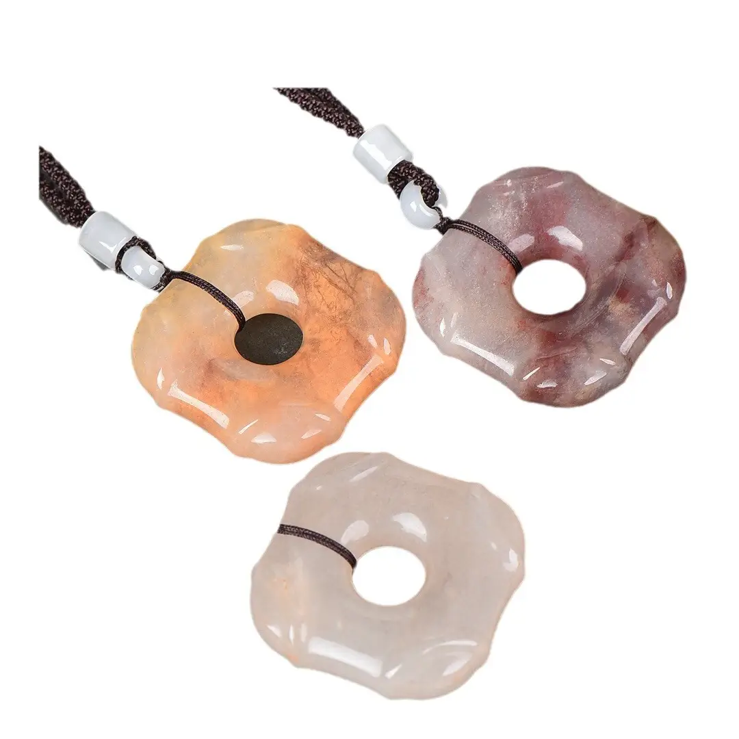 Gold Silk Jade "Fang Ping An Button" Necklace - Image 5