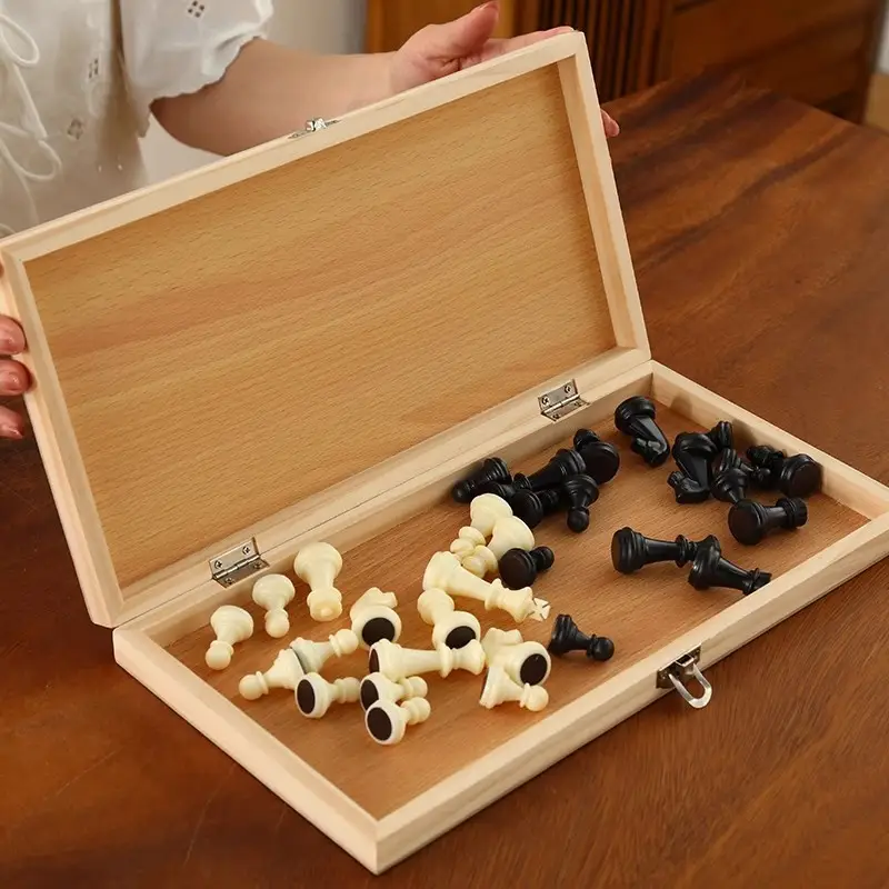 chess magnetic solid wood high-end children's mini folding chessboard beginner small size magnetic chessboard chess — feature 11