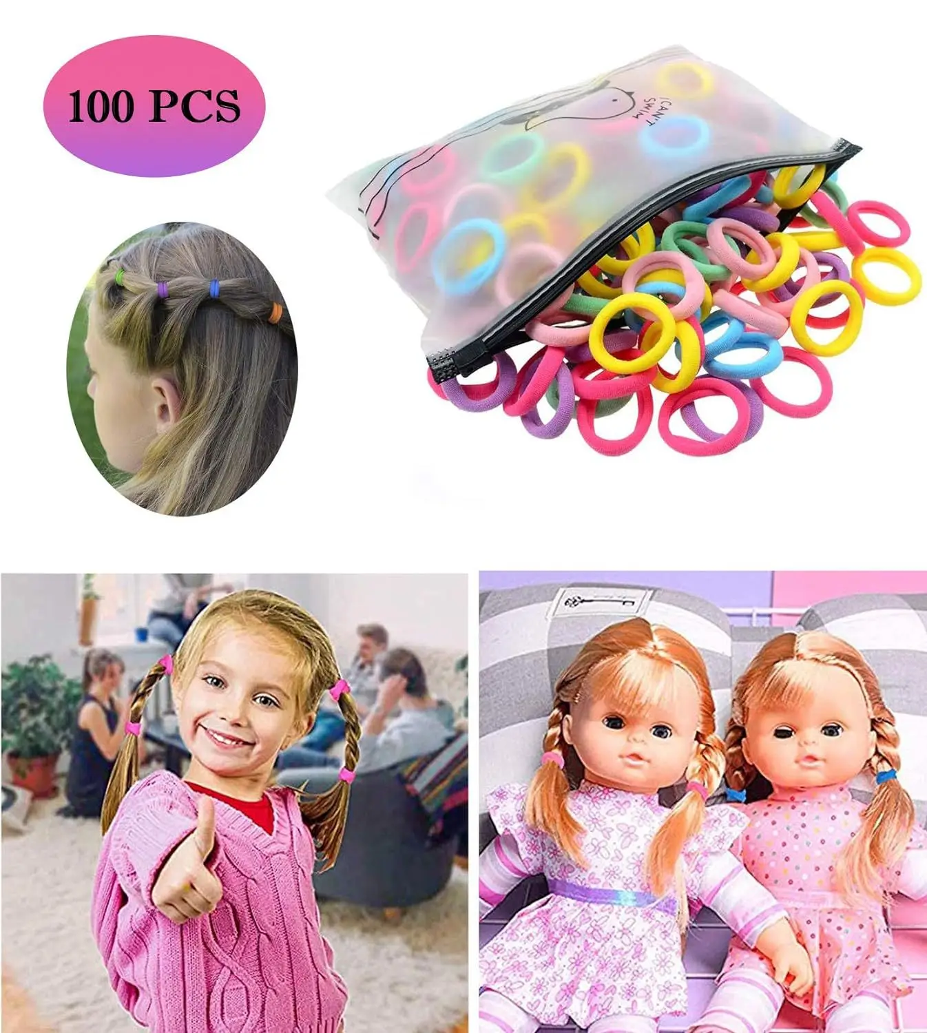 Children's Rainbow Hair Bands High Elastic Towel Ring — feature 25