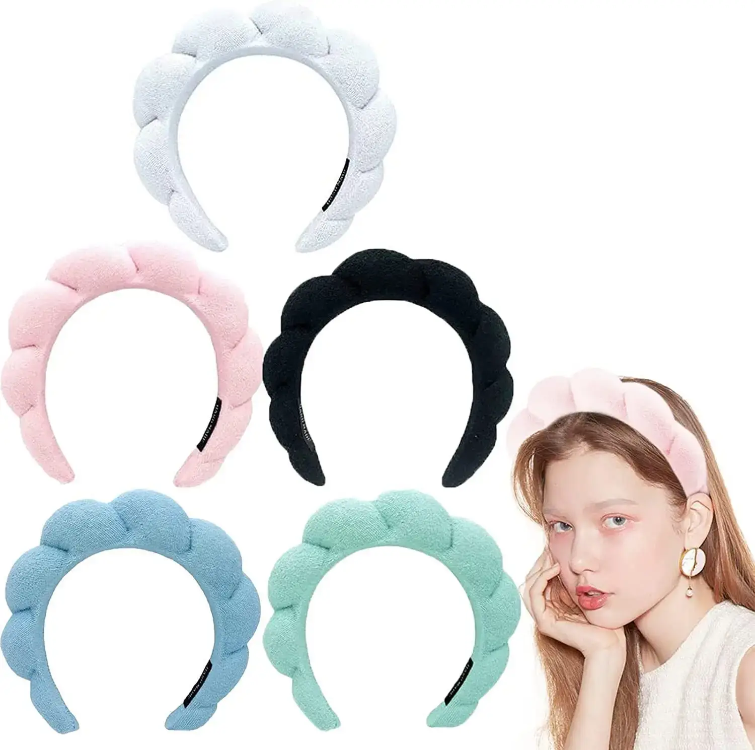 Black Soft Makeup Sponge Hair Band Wrist Set — feature 2
