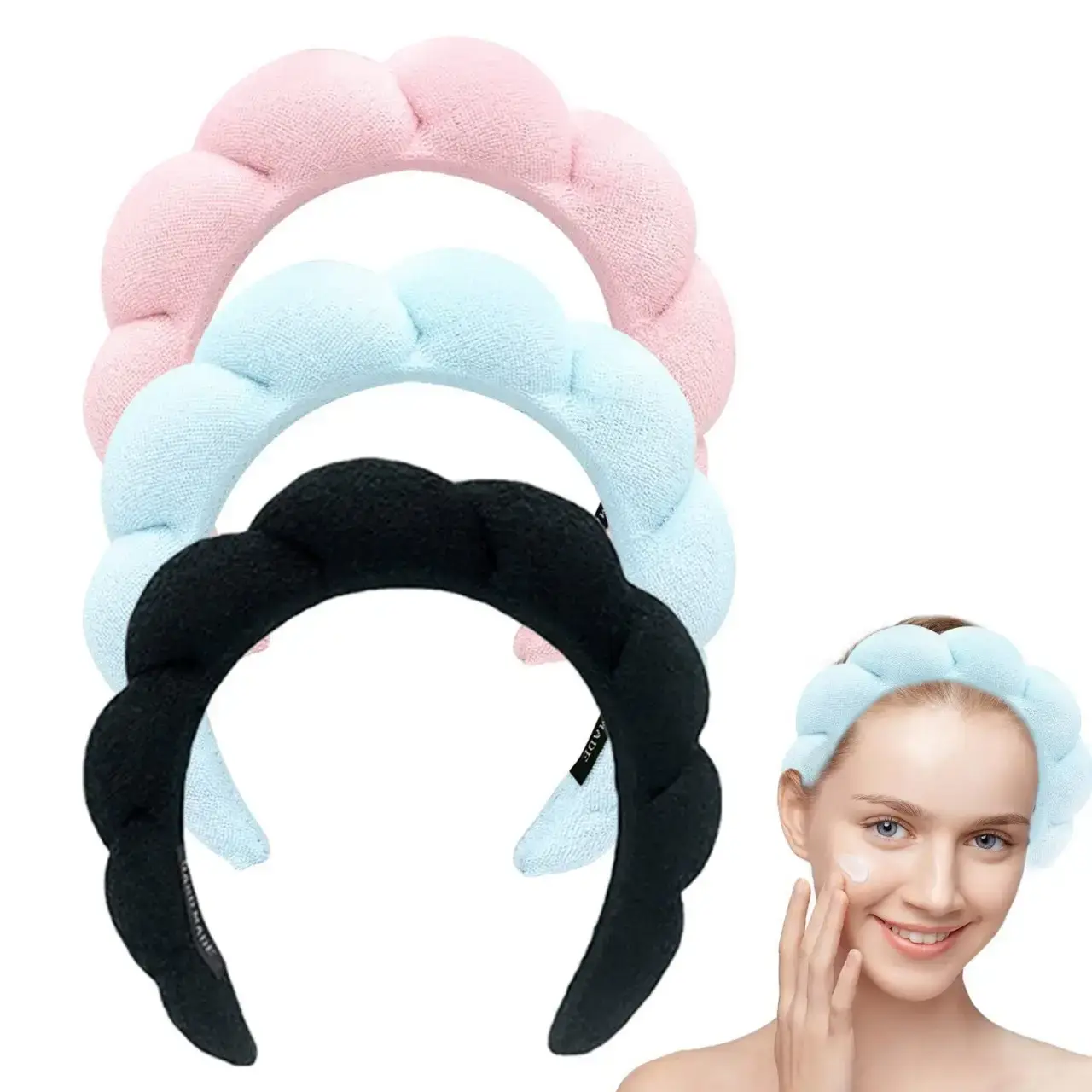 Black Soft Makeup Sponge Hair Band Wrist Set — feature 5