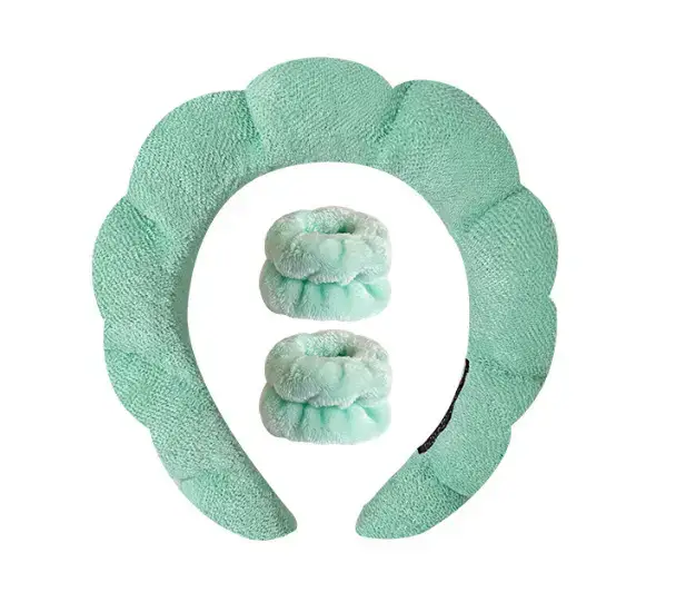 Black Soft Makeup Sponge Hair Band Wrist Set - Image 10