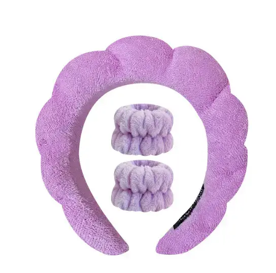 Black Soft Makeup Sponge Hair Band Wrist Set - Image 11