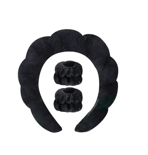 Black Soft Makeup Sponge Hair Band Wrist Set - Image 8