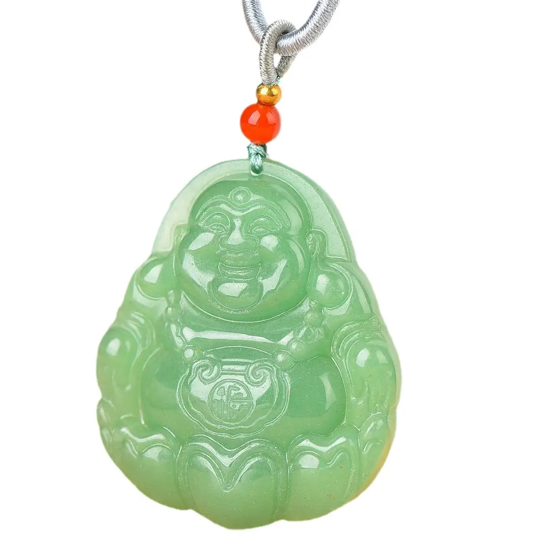 Jade Buddha Pendant Green Buddha Design Necklace - Image 5