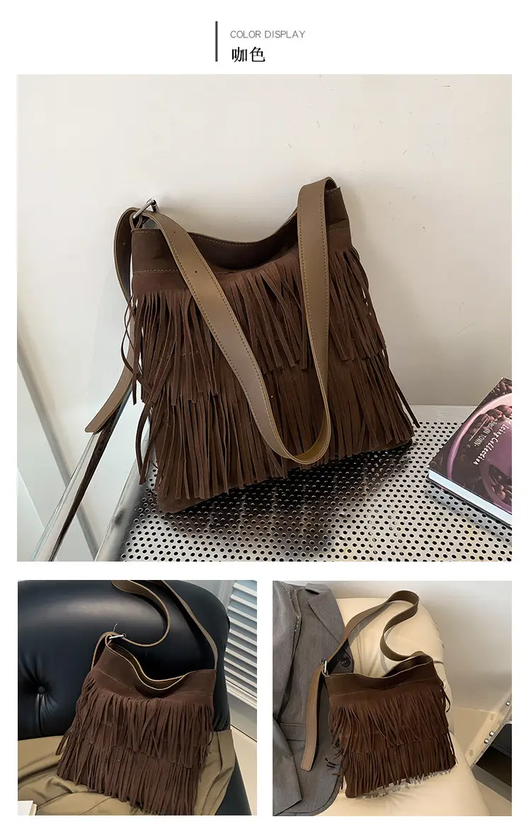 Women's Black Tassel Shoulder Bag Autumn 2023 — feature 11