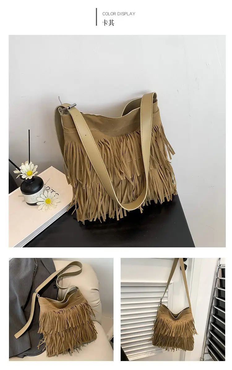 Women's Black Tassel Shoulder Bag Autumn 2023 — feature 12