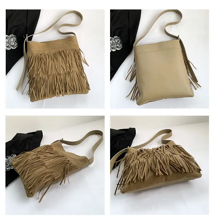 Women's Black Tassel Shoulder Bag Autumn 2023 — feature 8