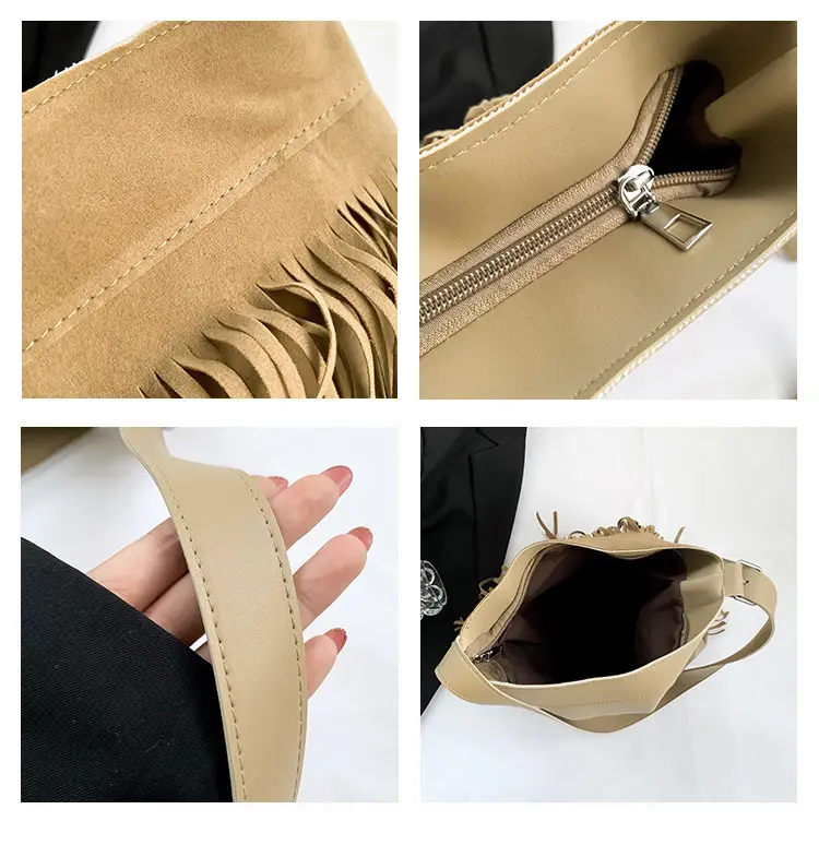 Women's Black Tassel Shoulder Bag Autumn 2023 — feature 9