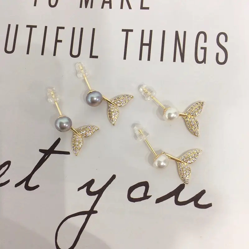 Zhuji Pearl Earrings 18K Gold Fishtail Design — feature 8