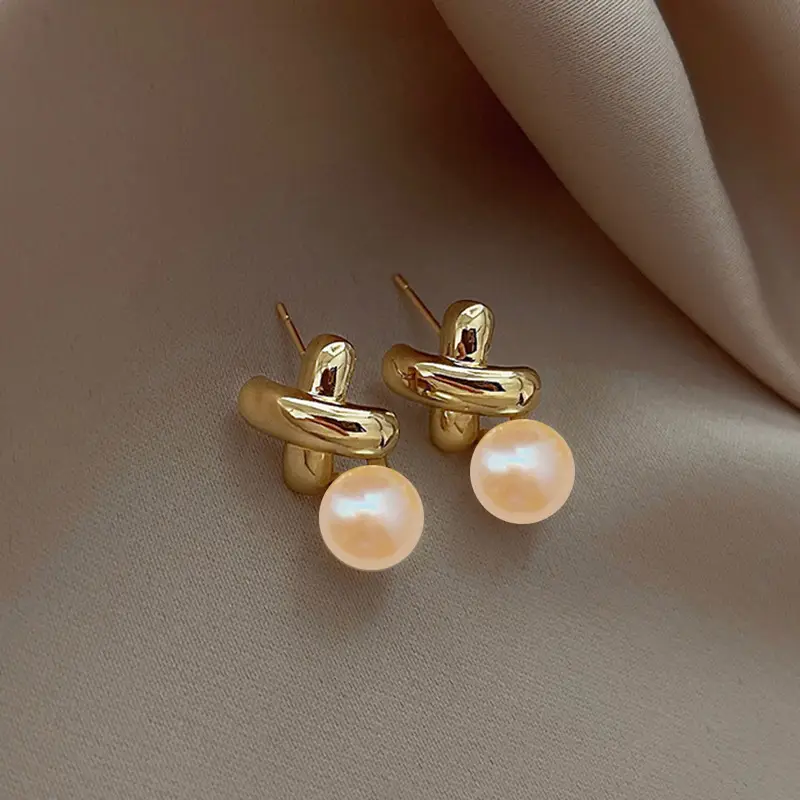 Vintage Pearl Cross Earrings S925 Silver — feature 13