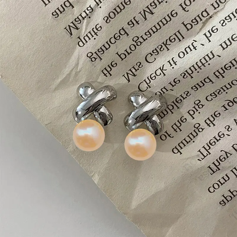 Vintage Pearl Cross Earrings S925 Silver — feature 15