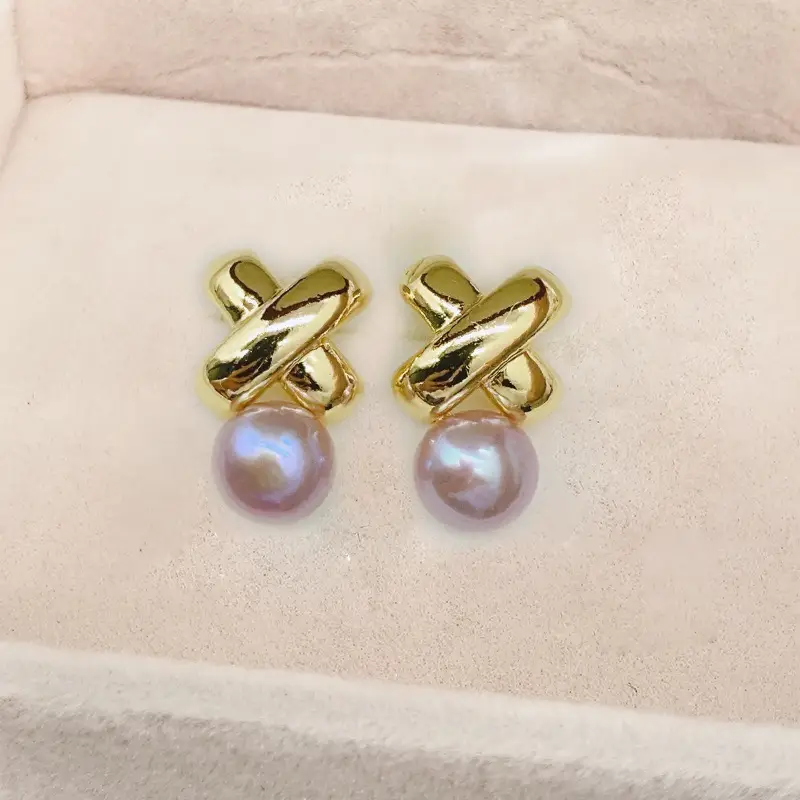 Vintage Pearl Cross Earrings S925 Silver - Image 3