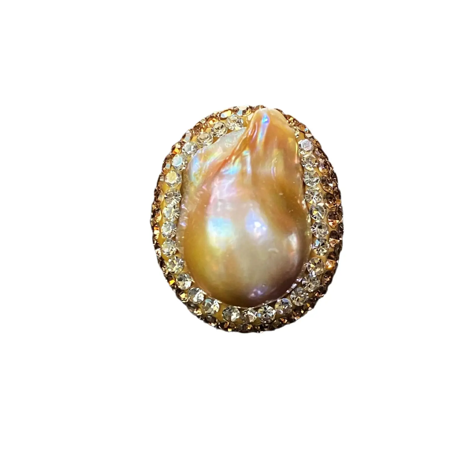 Freshwater Pearl Bus Index Finger Ring Meson Opening Copper Plated 18K - Image 6