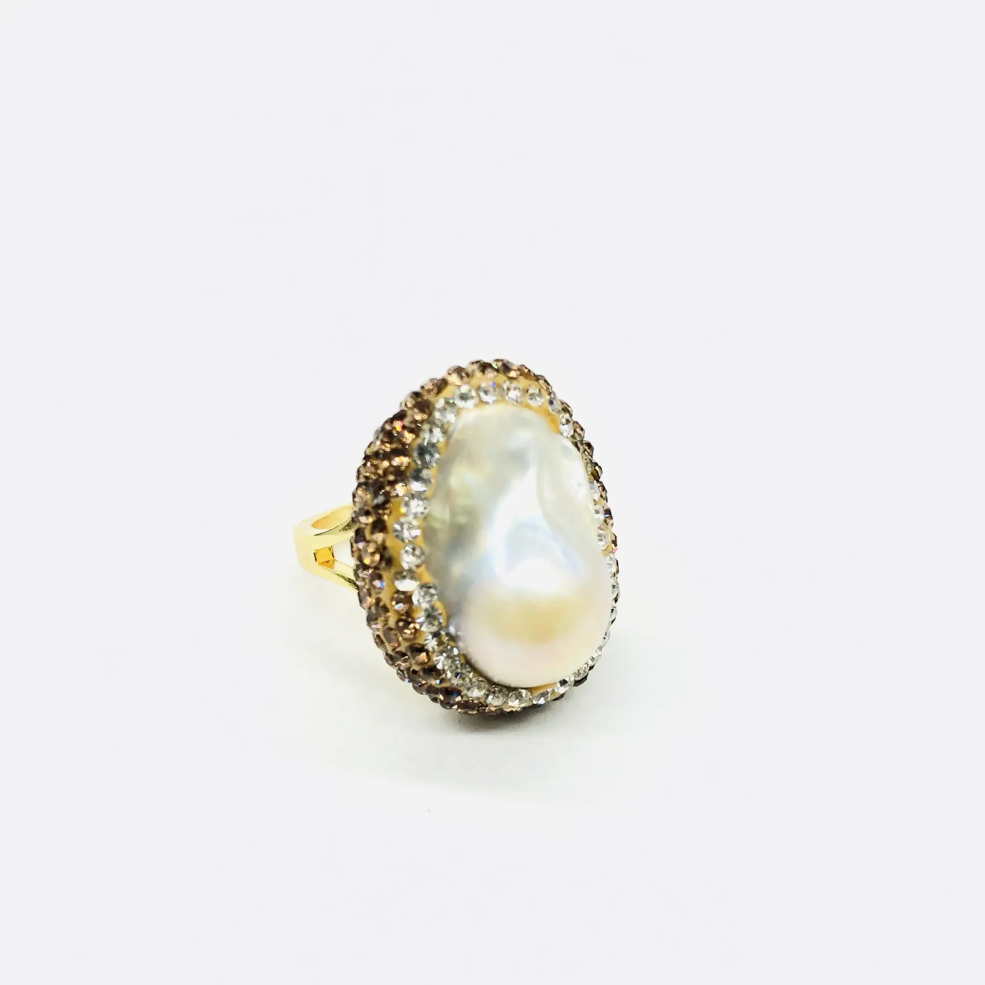 Freshwater Pearl Bus Index Finger Ring Meson Opening Copper Plated 18K — feature 12