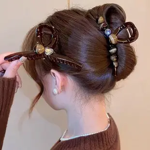 Large Black Velvet Hair Clip with Diamond Letter Design for Women — feature 12