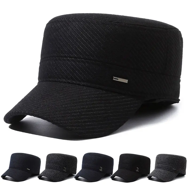 Men's Black Woolen Beanie Cap Winter Warm Ear Protection - Image 4