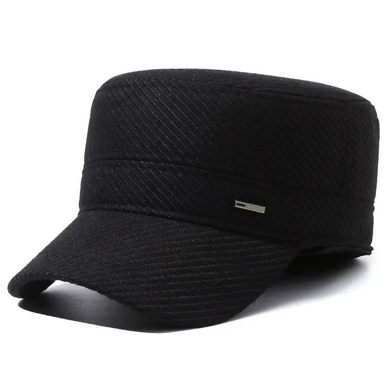 Men's Black Woolen Beanie Cap Winter Warm Ear Protection - Image 6