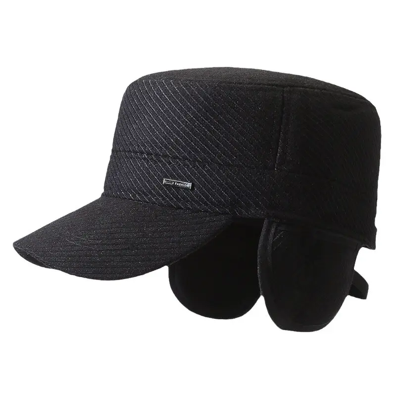 Men's Black Woolen Beanie Cap Winter Warm Ear Protection - Image 8