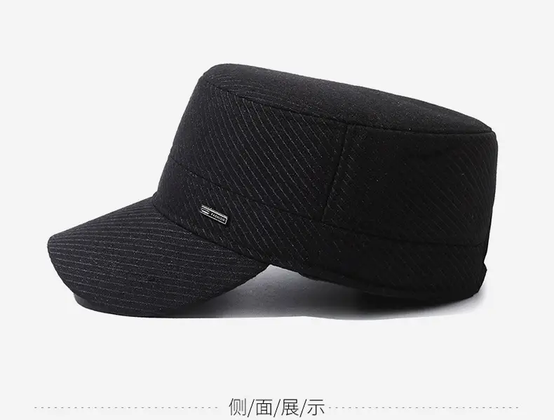 Men's Black Woolen Beanie Cap Winter Warm Ear Protection — feature 10