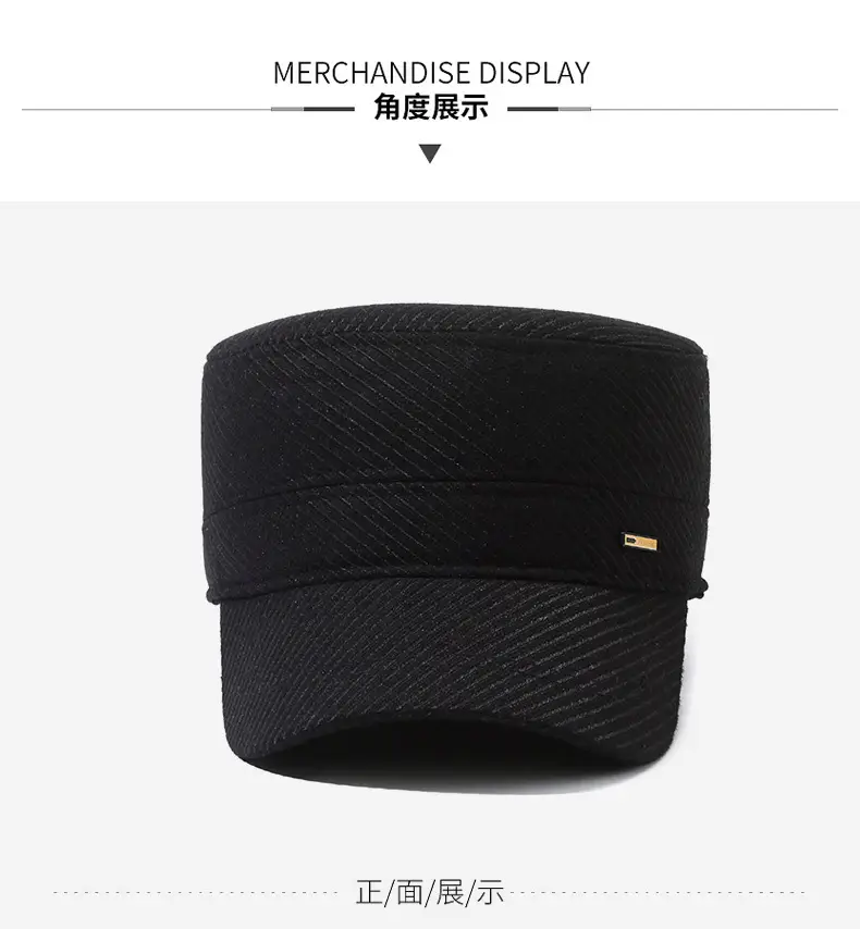 Men's Black Woolen Beanie Cap Winter Warm Ear Protection — feature 8