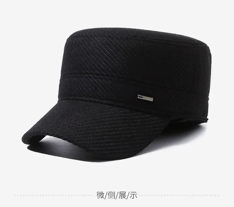 Men's Black Woolen Beanie Cap Winter Warm Ear Protection — feature 9