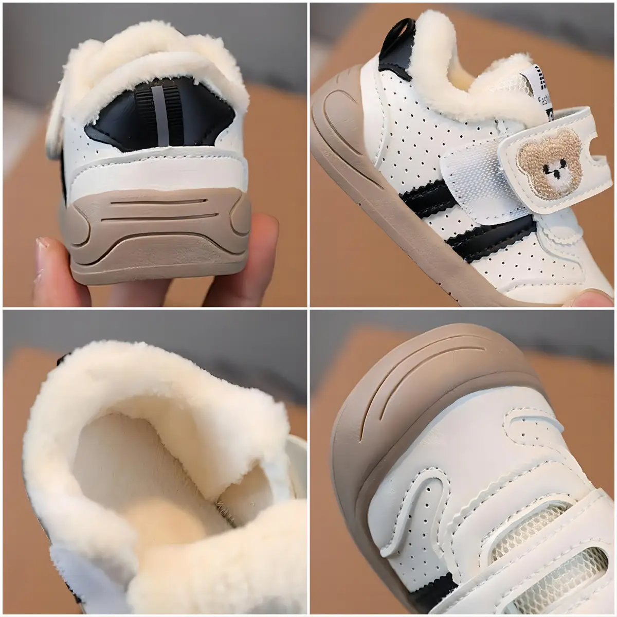 Baby Fleece Lined Toddler Shoes White Bear Decor