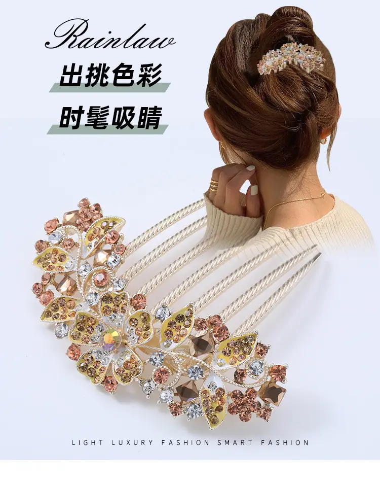 Korean Style Crystal Hair Comb with 5-Tooth Design — feature 2