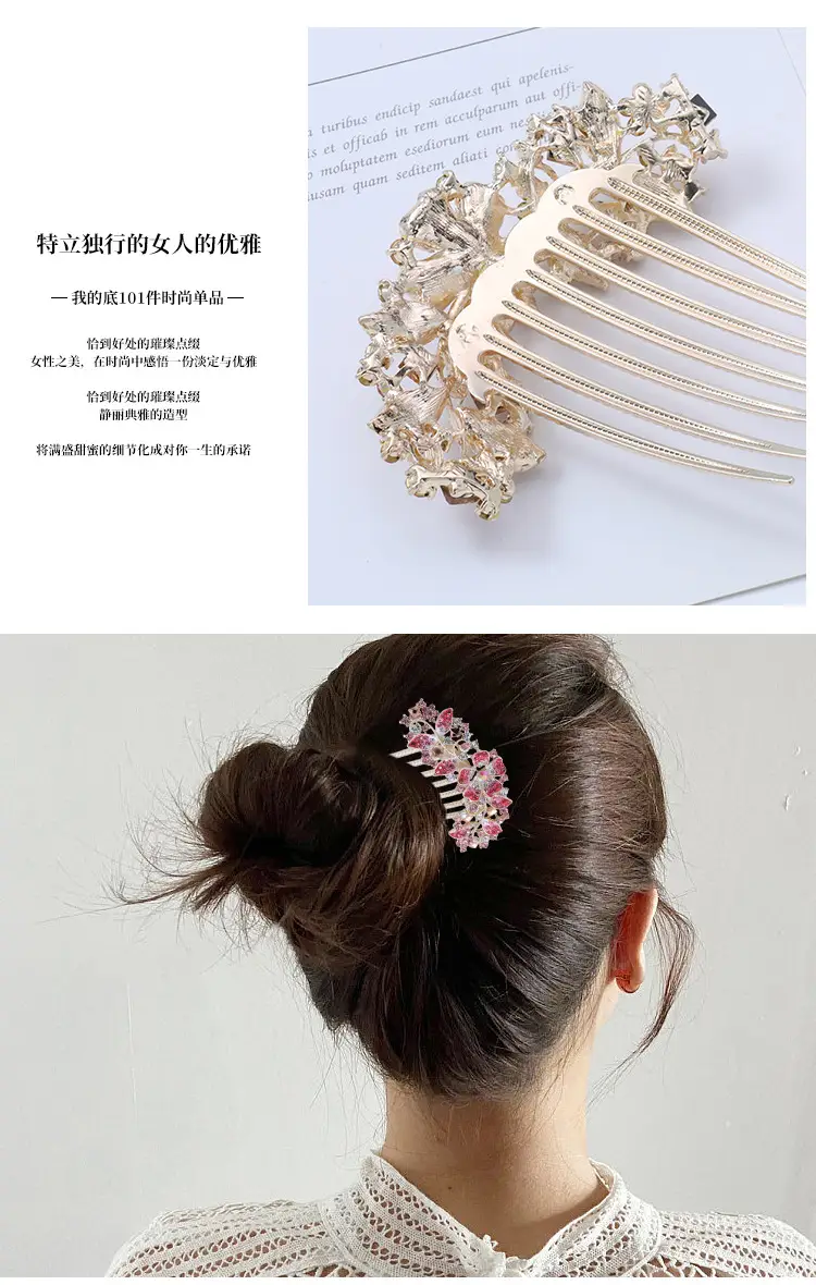 Korean Style Crystal Hair Comb with 5-Tooth Design — feature 6