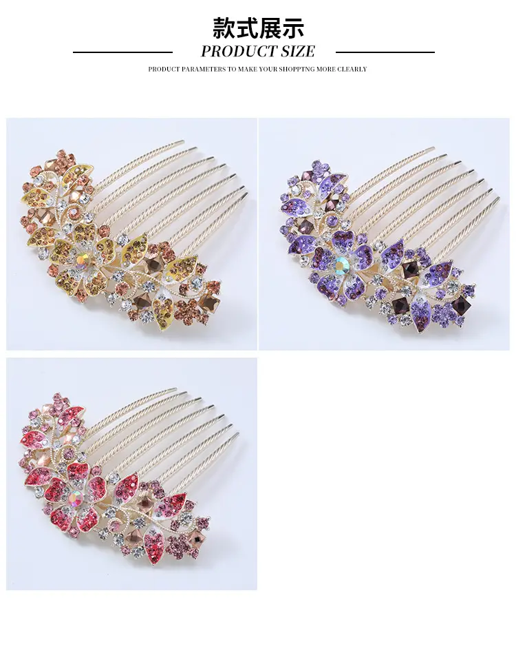 Korean Style Crystal Hair Comb with 5-Tooth Design — feature 8