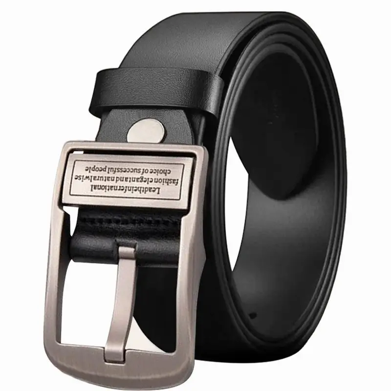 New Men's Black Leather Belt with Retro Pin Buckle - Image 6