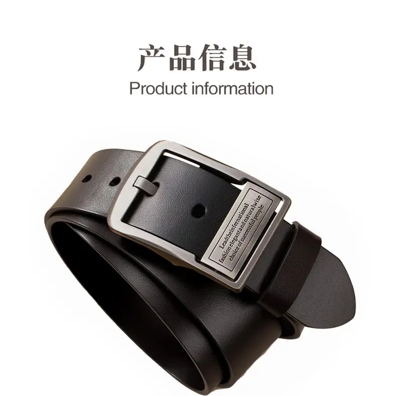 New Men's Black Leather Belt with Retro Pin Buckle — feature 10