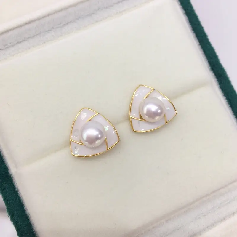 S925 Pearl Broken Shell Earrings Women Elegant 2023