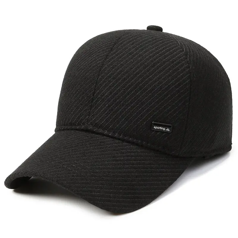 Men's Fleece Lined Winter Beige Cap with Logo